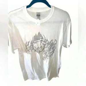 Gildan medium mechanic bald‎ eagle with wrench T shirt Metallic silver ink. NWT